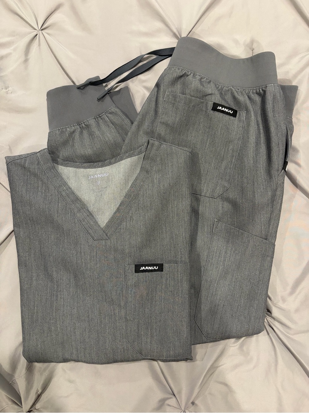 Jaanuu Women’s Heather Grey Scrubs - Relaxed Fit